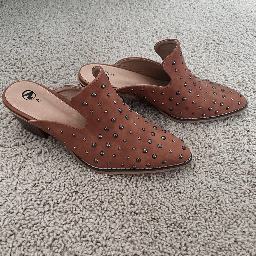ARIDER Girl Cara Studded Mule Brown Block Heel Women's Size 10 EU 41 Western